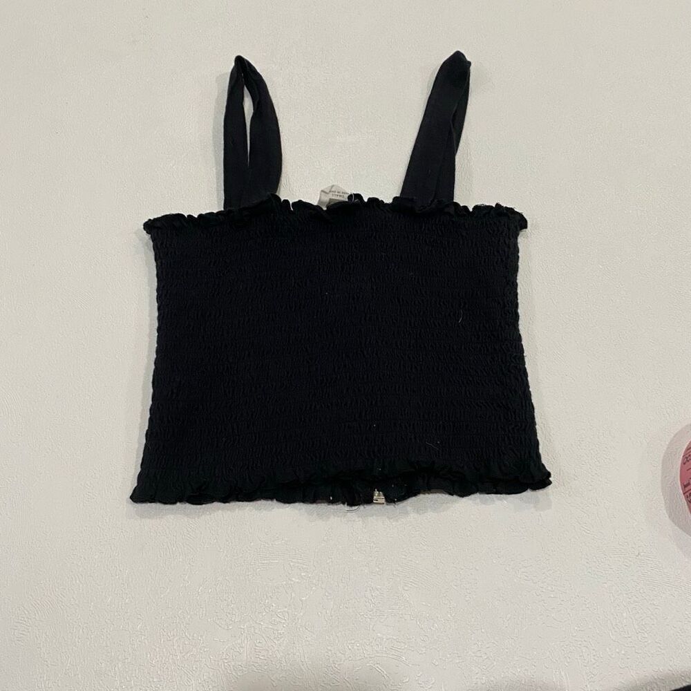 ME to WE Black Smocked Crop Tank Top Women’s Size Small